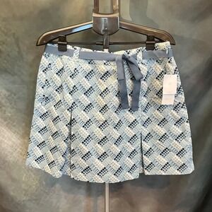 Liz‎ Claiborne Golf Skort Size 14 Blue White Dot Print Pleated Golf Ribbon Waist